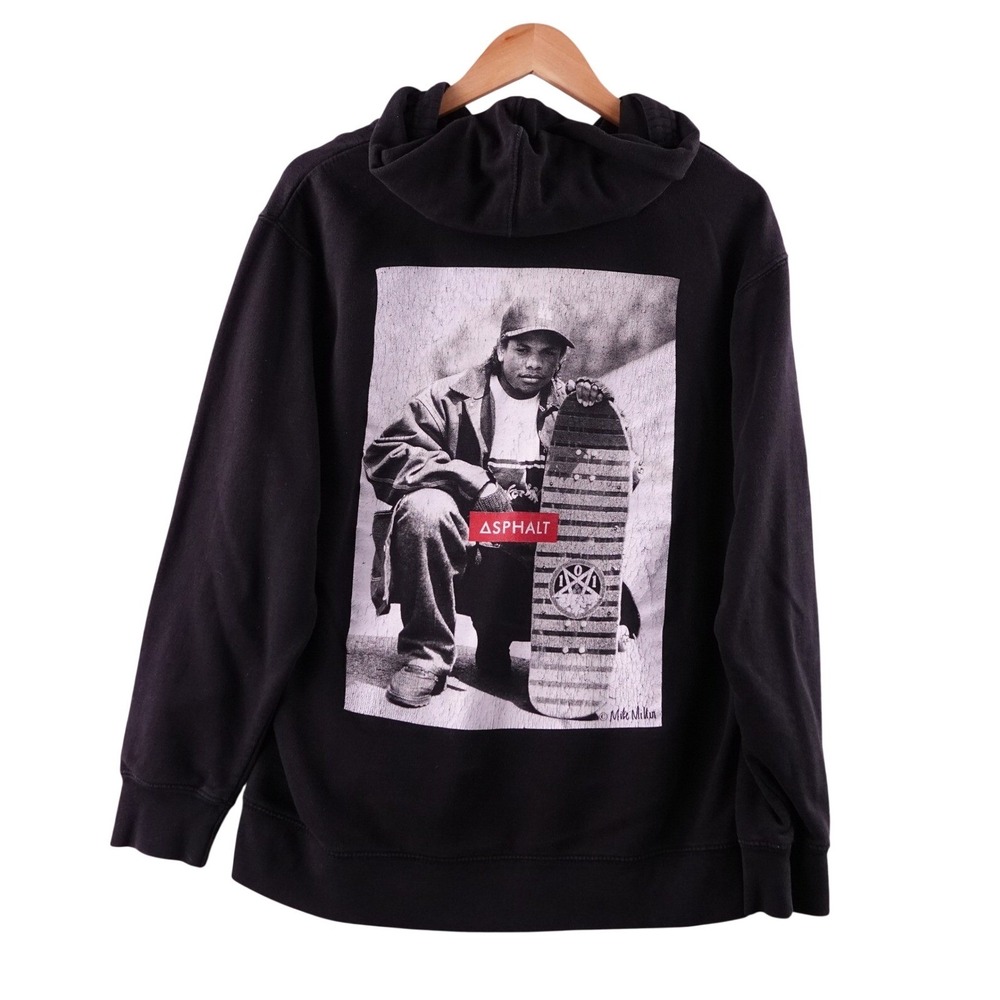 Asphalt Black Graphic Hoodie Eazy E Print Hooded Sweatshirt‎ Womens Medium